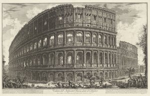 Colosseum te Rom Utsikt över den flaviska amfiteatern, känd som Colosseum (titel på objektet) Gezichten op Rome (serietitel) Utsikt över Rom designad och graverad av Giambattista Piranesi-arkitekten Ve (nez) iano (serietitel) av Giovanni-Battista Piranesi