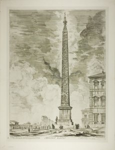 egyptisk obelisk. Denna restes av påven Sixtus V på Piazza av St. John Lateran, från utsikt över Rom av Giovanni Battista Piranesi