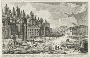 Forum Romanum mit dem Tempel des Jupiter Stator in Rom von Giovanni-Battista Piranesi