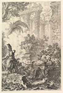 Frontispice, med staty av Minerva, ca. 1748. av Giovanni Battista Piranesi