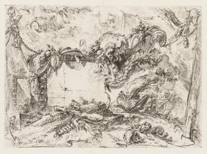 Groteschi: Ruiner med dödskallar och en rökande vas av Giovanni-Battista Piranesi