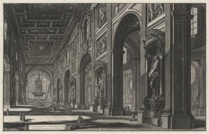 Interiörvy av basilikan San Giovanni in Laterano (ur: Vedute di Roma) av Giovanni Battista Piranesi