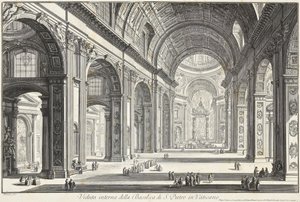 Interiör av Peterskyrkan i Vatikanen av Giovanni Battista Piranesi