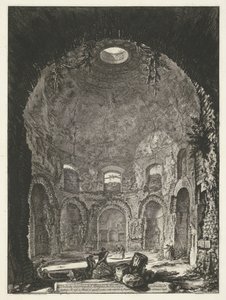 Interieur van de Tempio della Tosse bij Tivoli Invändig vy av Tempio della Tosse (...) (titel på objekt) Gezichten op Rome (serietitel) Utsikt över Rom designad och graverad av Giambattista Piranesi-arkitekten Ve (nez) iano (serietitel) av Giovanni Battista Piranesi