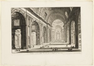 Interiörvy av Peterskyrkan i Vatikanen, från Views of Rome av Giovanni-Battista Piranesi