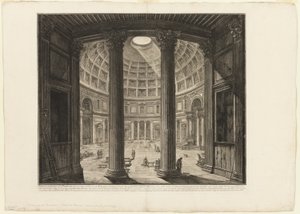 Inre vy av Pantheon, från utsikt över Rom av Giovanni Battista Piranesi
