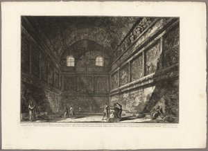 Interiörvy av det antika Bacchustemplet, nu kyrkan S. Urbano, två mil från Rom, från utsikt över Rom av Giovanni Battista Piranesi