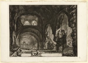 Interiörvy av villan i Maecenas, från utsikt över Rom av Giovanni Battista Piranesi