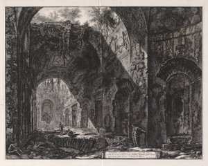 Inre av templet som sägs vara av Canopus vid Hadrianus av Giovanni-Battista Piranesi