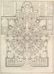 Plan av en rymlig och magnifik högskola designad efter Greelands gamla gymnasium, 1750. av Giovanni Battista Piranesi