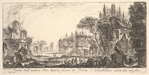 Tafel 19: Teil der antiken Via Appia etwa drei Meilen außerhalb von Porta S. Sebastiano, ca. 1748 von Giovanni Battista Piranesi
