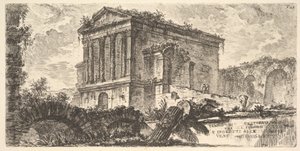 Plansch 26: Clitumnus tempel mellan Foligno och Spoleto, ur «Några vyer över triumfbågar och andra monument uppförda av romarna, av vilka några ses i Rom och andra i Italien» av Giovanni Battista Piranesi
