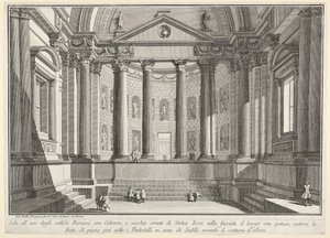 Tafel 9: Säulenhalle nach dem Brauch der alten Römer, und Nischen geschmückt..., 1743 von Giovanni Battista Piranesi