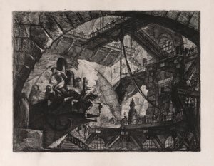 Prisoners on a Projecting Platform, skylt 10 från Carceri d av Giovanni Battista Piranesi