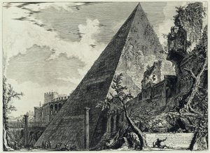 Gaius Cestius pyramid (ur: Vedute di Roma) av Giovanni Battista Piranesi