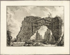 Rester av en täckt portik, eller en kryptoportik, i en villa i Domitianus, fem miles utanför Rom på Frascati-vägen, från utsikt över Rom av Giovanni Battista Piranesi