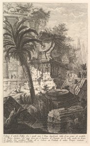 Überreste antiker Gebäude, darunter die Graburne von Marcus Agrippa ma..., ca. 1750 von Giovanni Battista Piranesi