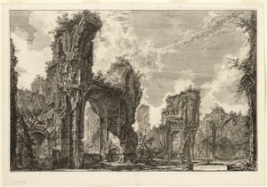 Ruinerna av Xystus [en lång öppen portik som används för atletiska övningar], centralhallen i Antonine Baths [The Baths of Caracalla], från utsikt över Rom av Giovanni-Battista Piranesi