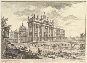 S. Giovanni in Laterano, huvudfasad, med palatset och Scala Santa till höger (Veduta della Basilica di S. Giovanni Laterano), ur "Vedute di Roma" av Giovanni Battista Piranesi