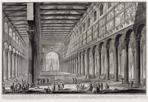 Genomskärning av interiören i basilikan San Paolo fuori le Mura (ur: Vedute di Roma) av Giovanni Battista Piranesi