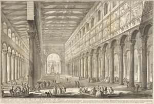 Genomskärning av interiören i basilikan Sankt Paulus utanför murarna av Giovanni Battista Piranesi