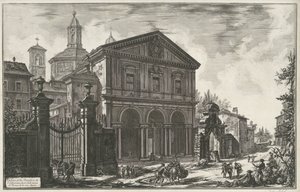 Sint-Sebastiaan buiten de Muren te Rom Utsikt över basilikan S. Sebastiano utanför Roms murar, på Via Appia (titel på objektet) Gezichten op Rome (serietitel) Utsikt över Rom designad och graverad av Giambattista Piranesi-arkitekten Ve (nez) ian av Giovanni-Battista Piranesi