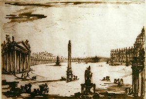 Petersplatsen, Rom (penna och bläck på papper) av Giovanni Battista Piranesi