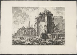 Tempel van Venus en Roma i Rom Vy över resterna av två Tricliniums som tillhörde Neros gyllene hus (...) (titel på objektet) Gezichten op Rome (serietitel) Vy över Rom ritade och graverade av Giambattista Piranesi-arkitekten Ve(nez)iano av Giovanni-Battista Piranesi