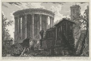 Tempel der Vesta und der Tempel der Tiburtinischen Sibylle in Tivoli von Giovanni-Battista Piranesi