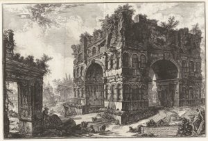 Tempel som heter volgarm.te di Giano. A. Arco känd som degl av Giovanni-Battista Piranesi