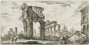 Temple of Jupiter Tonans [Jupiter the Thunderer]. 1. Temple of Concord, skylt 7 från Some Views of Triumphal Arches and other monuments av Giovanni Battista Piranesi