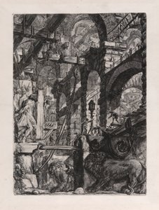 The Lion Bas-Reliefs, skylt 5 från Carceri d av Giovanni-Battista Piranesi