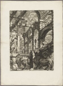The Lion Bas-Reliefs, skylt 5 från Imaginary Prisons av Giovanni Battista Piranesi