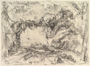 Die monumentale Tafel, aus Grotteschi Grotesken, ca. 1748 von Giovanni Battista Piranesi