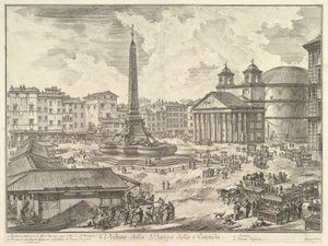 Piazza della Rotonda med Pantheon och obelisken, ur ”Vedute di Roma” av Giovanni Battista Piranesi
