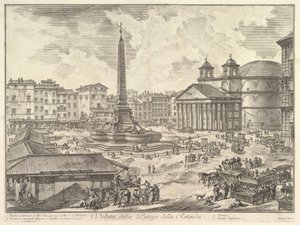 Piazza della Rotonda, med Pantheon och Obelisk Utsikt över Piazza della Rot ..., ca. 1751. av Giovanni Battista Piranesi