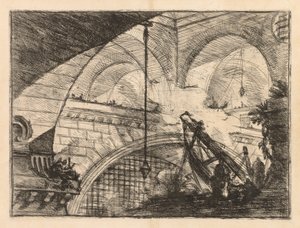 Fängelserna: En serie gallerier med kranliknande uppförande av balkar av Giovanni Battista Piranesi