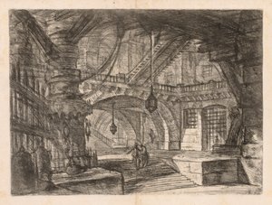 Fängelserna: En bred sal med lyktor av Giovanni Battista Piranesi