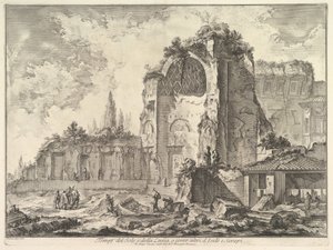 Templet för Venus och romer kallades felaktigt Temple of Sol och Luna Veduta degli..., ca. 1759. av Giovanni Battista Piranesi