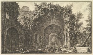 Den så kallade Grotto of Egeria Utsikt över källan och grottorna i Egeria utanför ..., ca. 1766. av Giovanni Battista Piranesi