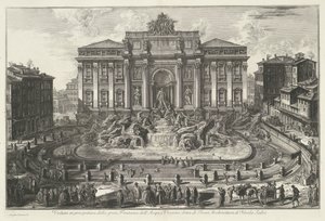 Trevifontein i Rom Perspektivvy av den stora Fontana dell