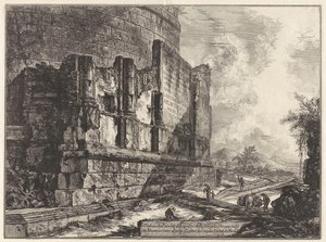 Vy över resterna av familjen Plautias gravmonument vid Via Tiburtina nära Ponte Lugano, två engelska mil från Tivoli, ur Vedute di av Giovanni Battista Piranesi