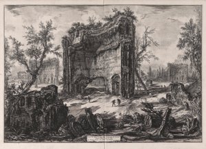 Utsikt över resterna av byggnaderna på andra våningen i Titusbadet, från Vedute di Roma (Utsikt över Rom) av Giovanni-Battista Piranesi