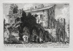 Utsikt över resterna, eller båda av änden av bågarna som ledde Acqua Giulia av Giovanni Battista Piranesi