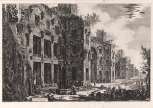Utsikt över de övre resterna av Diocletianus bad vid Santa Maria degli Angeli [interiören av Frigidarium: södra väggen]), från Vedute di Roma (Utsikt över Rom) av Giovanni Battista Piranesi