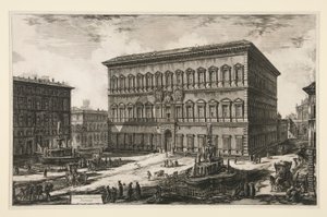 Utsikt över Palazzo Farnese (Utsikt över Palazzo Farnese), från Vedute di Roma av Giovanni Battista Piranesi