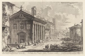 Utsikt över Temple of Manly Fortune. Idag S. Maria Egizziaca degli Armeni (Utsikt över templet Fortuna Virilis. Nu den armeniska kyrkan Santa Maria Egizziaca [nu tros vara Portunus tempel]), från Vedute di Roma (Utsikt över Rom) av Giovanni-Battista Piranesi