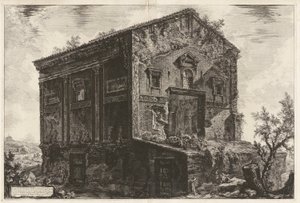 Utsikt över Camenetemplet i antiken omgiven av en skog i Egeria-dalen av Giovanni-Battista Piranesi