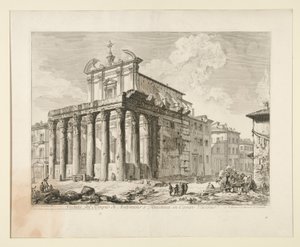 Utsikt över Antoninus och Faustinas tempel i Campo Vaccino. (Utsikt över Antoninus och Faustinas tempel i Forum Romanum.), från Vedute di Roma av Giovanni-Battista Piranesi