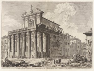 Utsikt över Antoninus och Faustinas tempel i Campo Vaccino (Utsikt över Antoninus och Faustinas tempel i Forum Romanum), från Vedute di Roma (Utsikt över Rom) av Giovanni Battista Piranesi